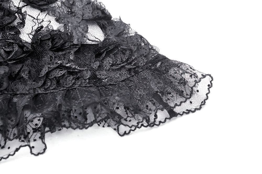 Gothic Lace Velvet Maxi Dress with Ruffled Hem