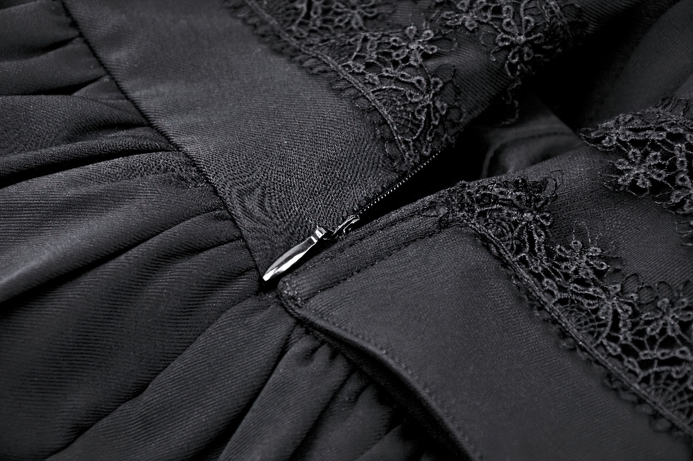 US SALE of Gothic Layered Ruffle Mini Skirt with Belt and Lace Details