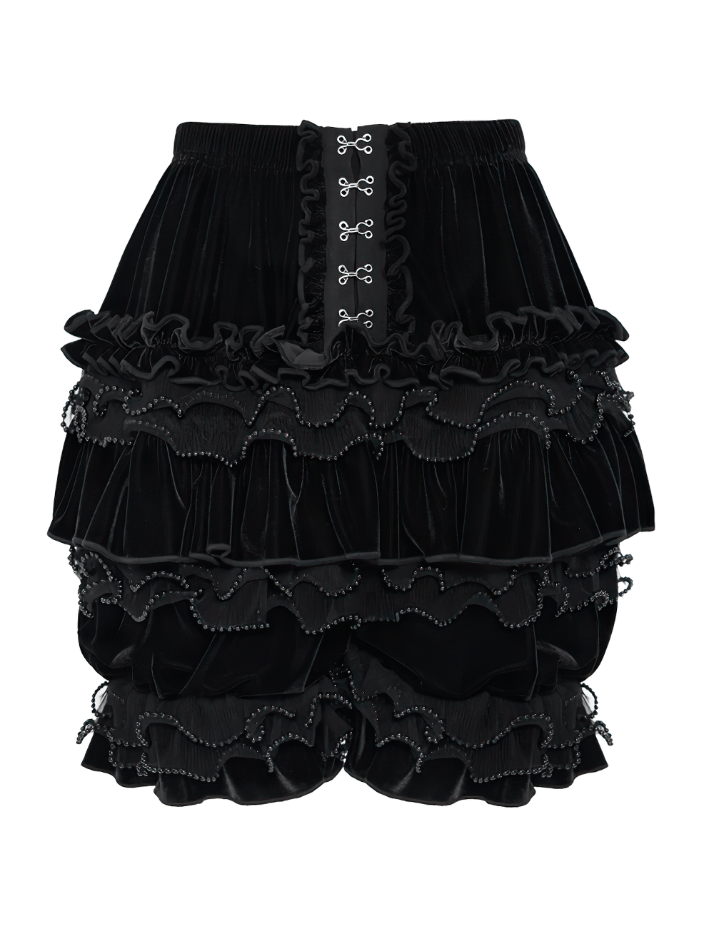 Gothic Lolita Velvet Ruffle Shorts with Lace Trim