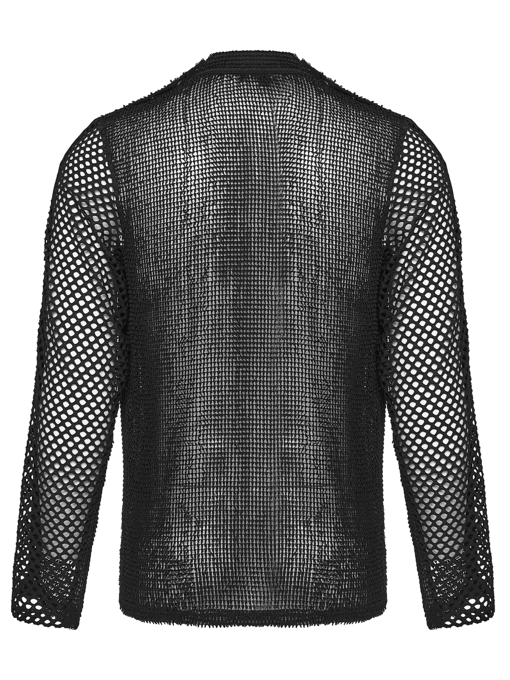 Gothic Long Sleeve Black Mesh Top with Eyelet Straps