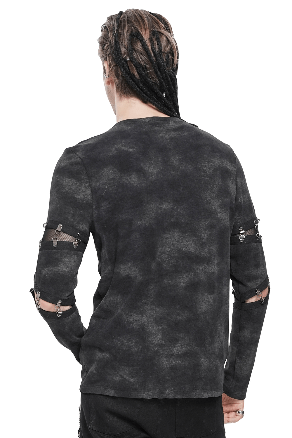 Gothic Long Sleeve Top with Chains and Cutout Design