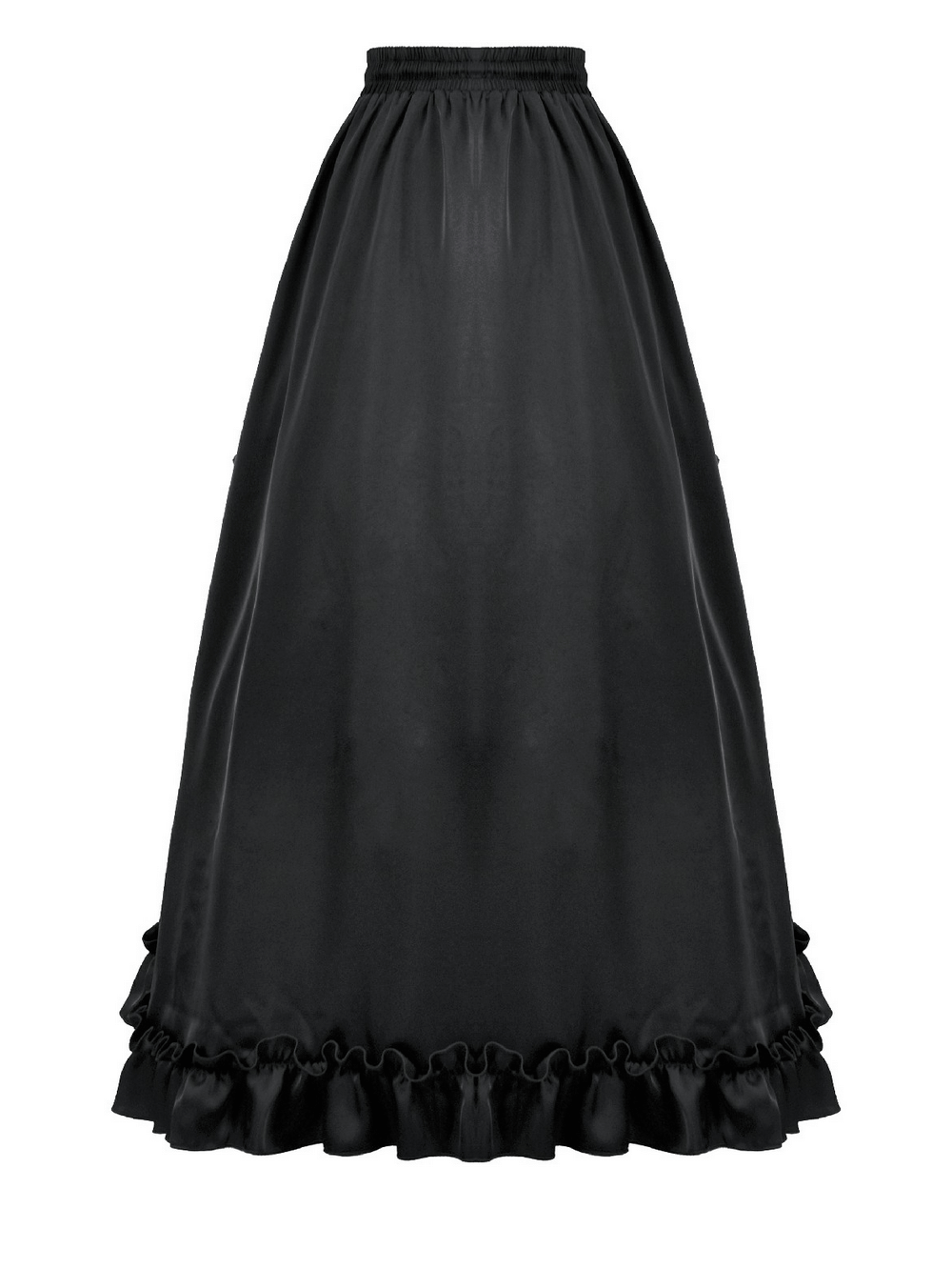 Gothic Maxi Skirt with Red Lace Panel and Ruffles
