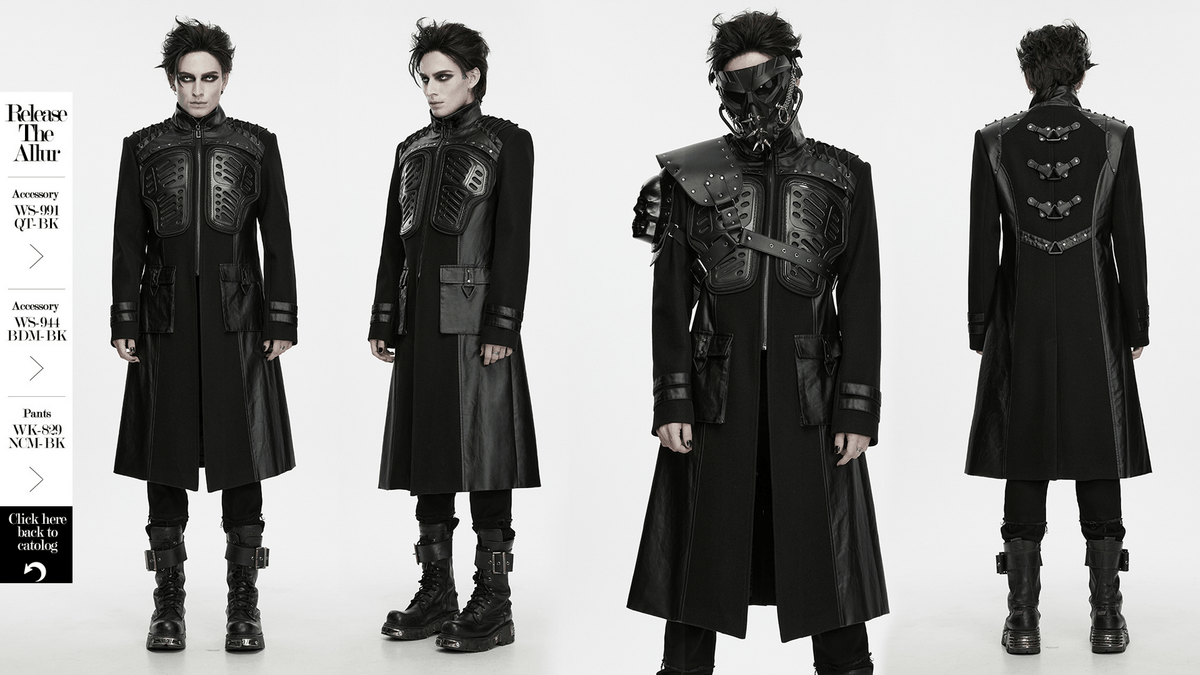 Gothic Military Armor Long Punk Coat With Studded