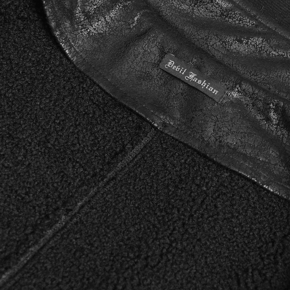 Gothic Military Coat with Chains and Spiked Shoulders