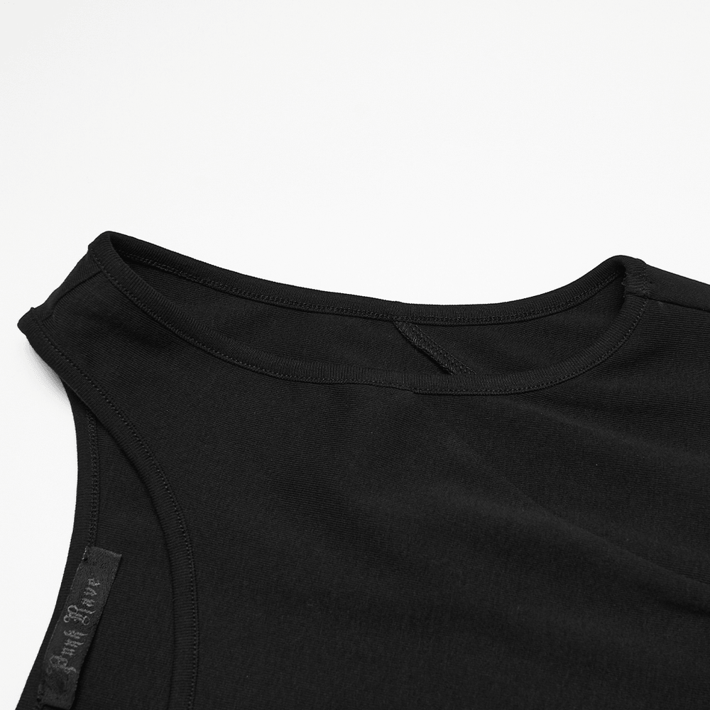 Gothic Moon Phase Skater Black Dress for Women