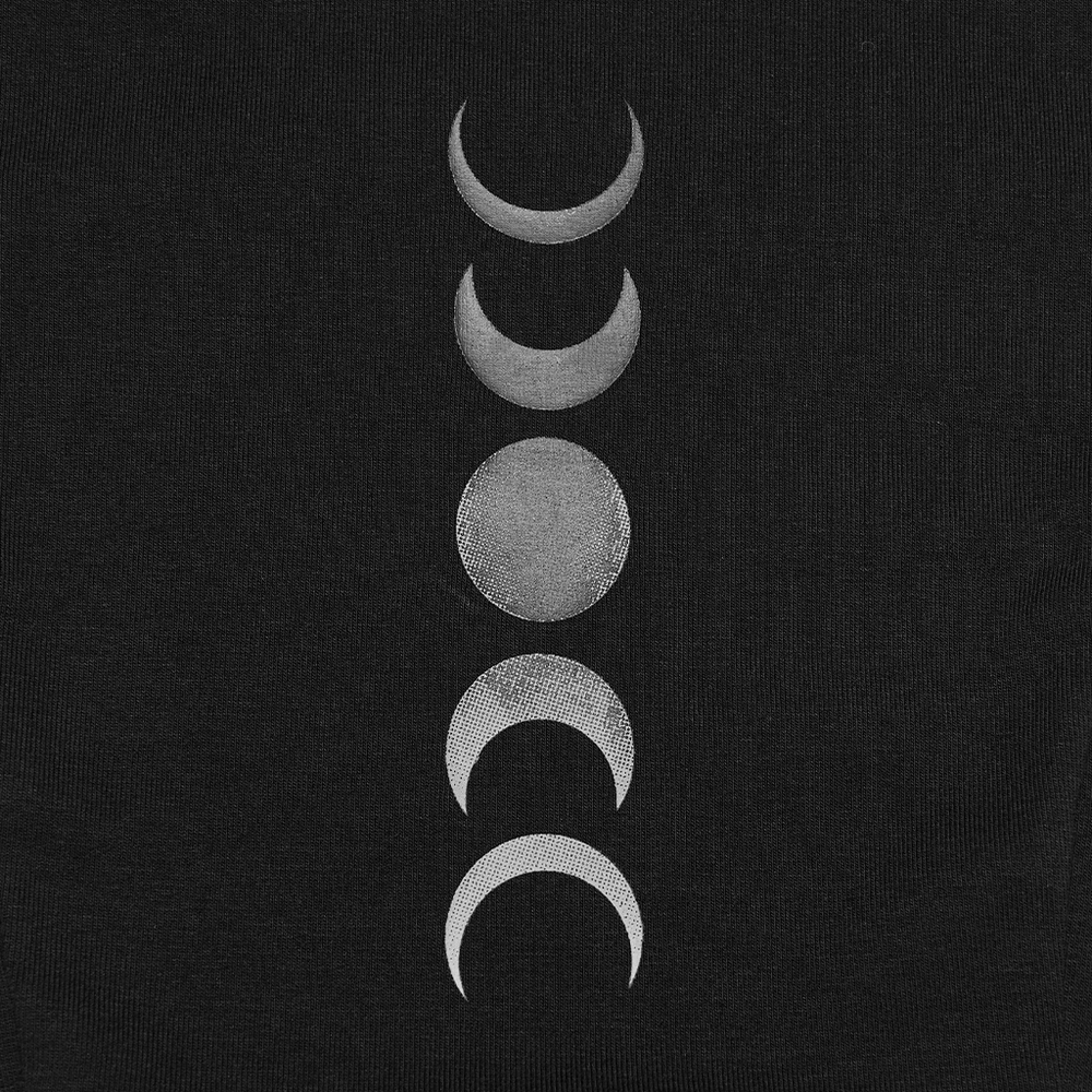 Gothic Moon Phase Skater Black Dress for Women