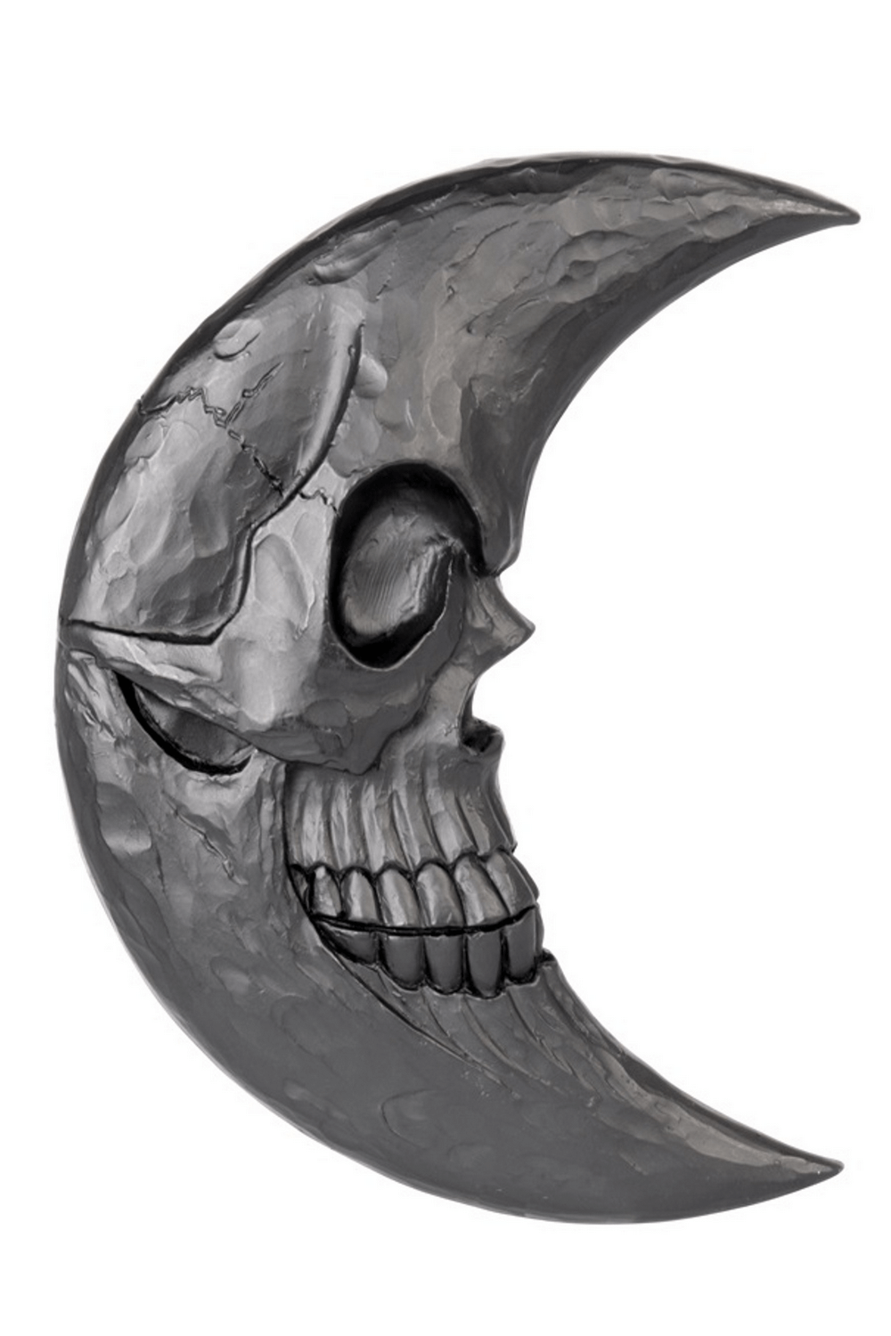 Gothic Moon-Shaped Skull Mirror with Intricate Detailing
