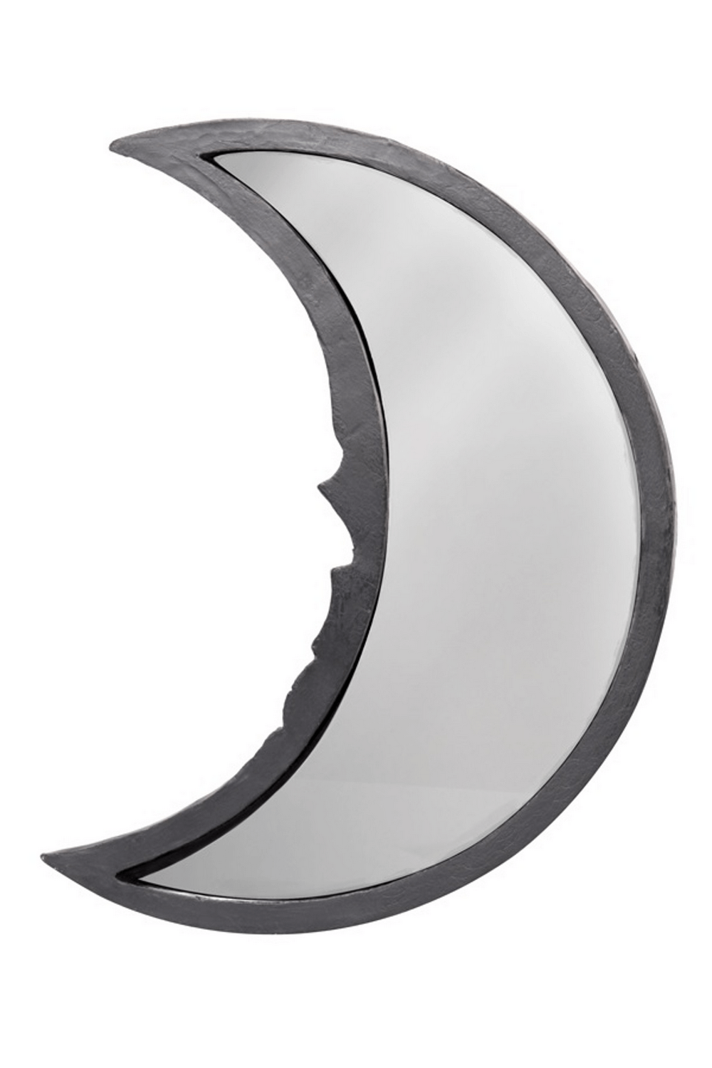 Gothic Moon-Shaped Skull Mirror with Intricate Detailing
