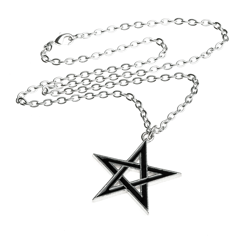 Gothic Occult Pentagram Pendant in Silver and Black