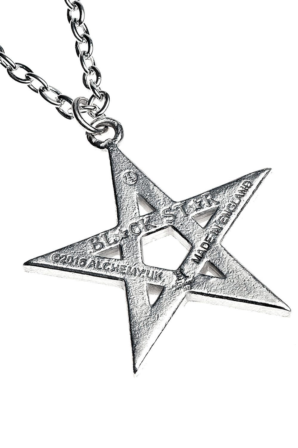 Gothic Occult Pentagram Pendant in Silver and Black