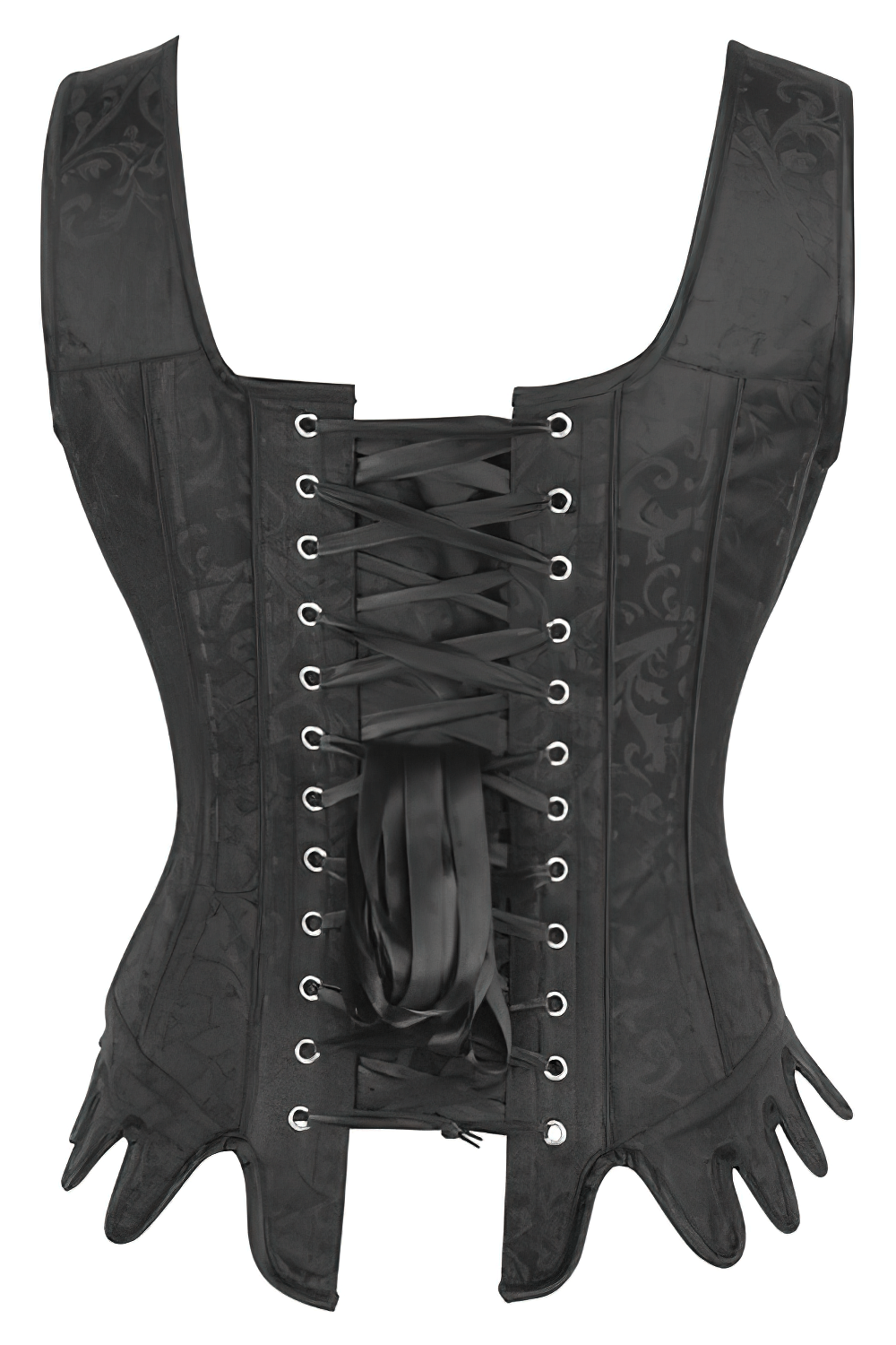 Gothic Overbust Corset with Lace-Up Back and Side Zipper