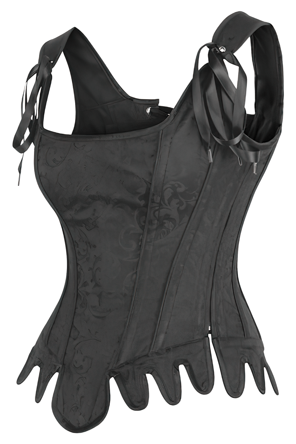 Gothic Overbust Corset with Lace-Up Back and Side Zipper