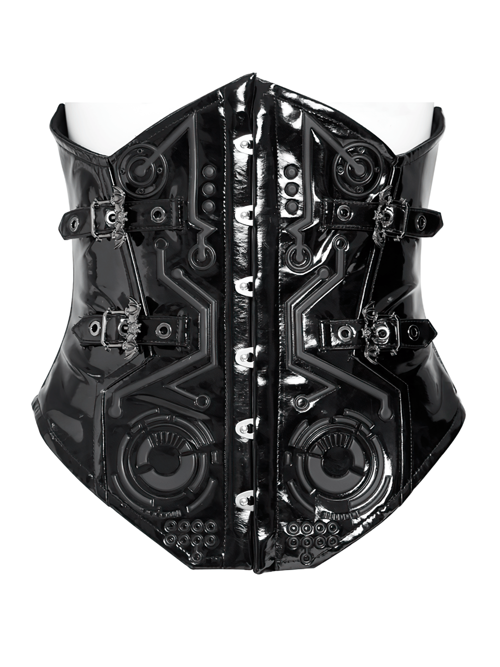 Gothic Patent Leather Corset Belt with Buckle Hardware