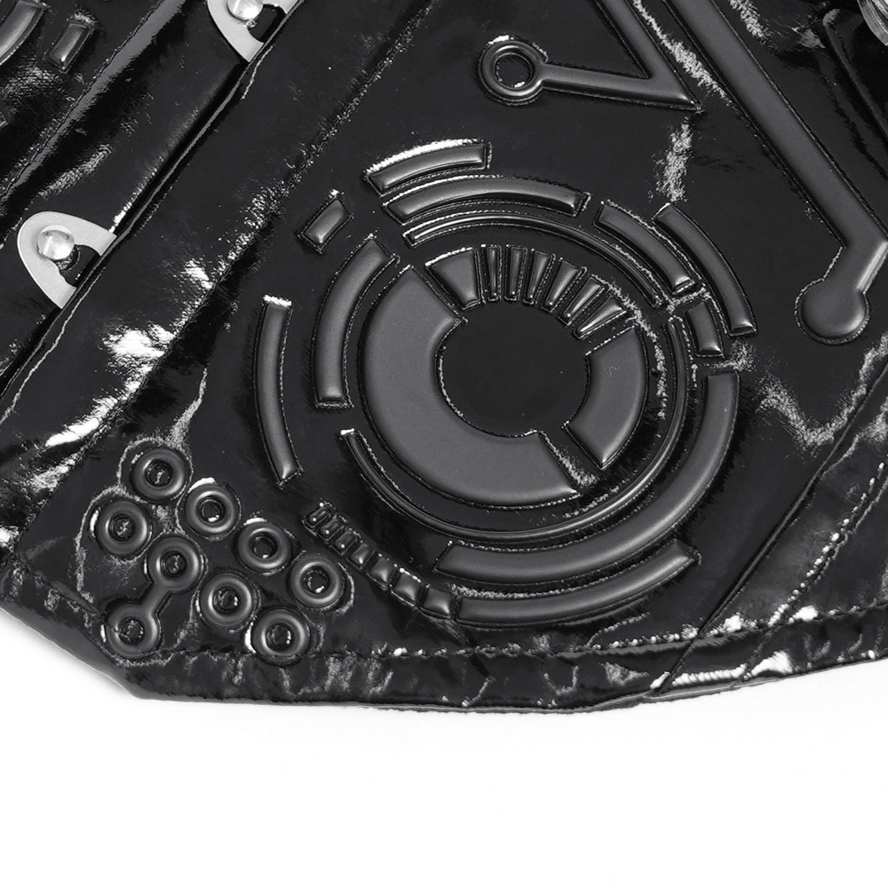 Gothic Patent Leather Corset Belt with Buckle Hardware