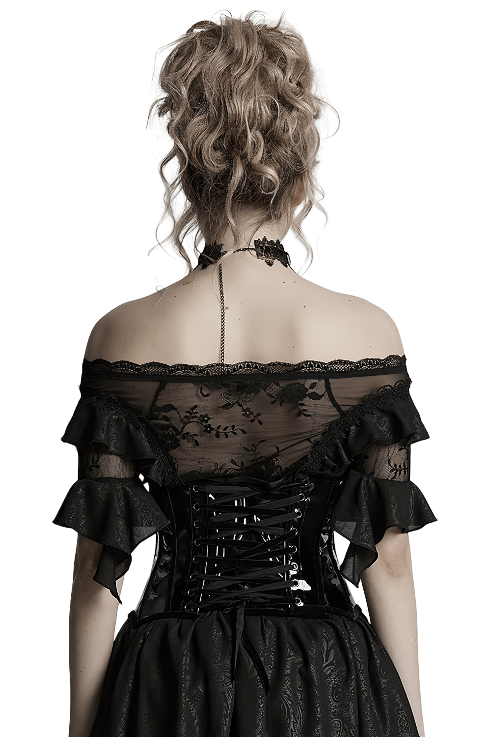 Gothic Patent Leather Lace-up Corset with Adjustable Back