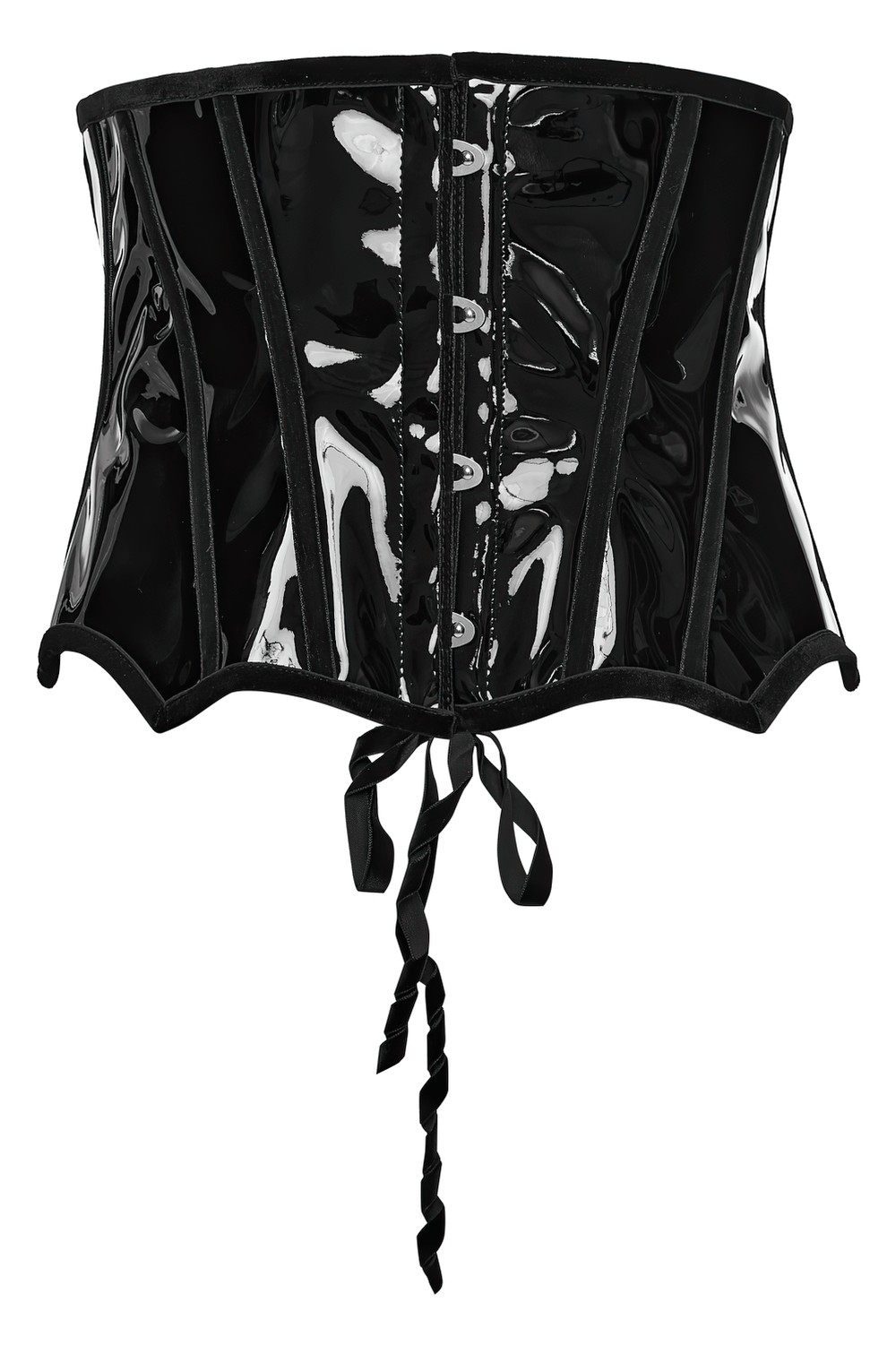 Gothic Patent Leather Lace-up Corset with Adjustable Back