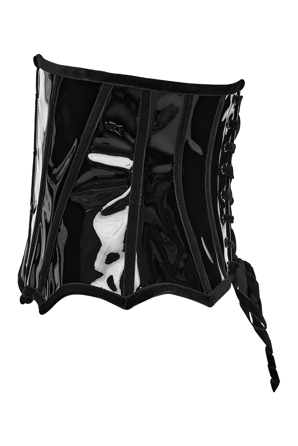 Gothic Patent Leather Lace-up Corset with Adjustable Back
