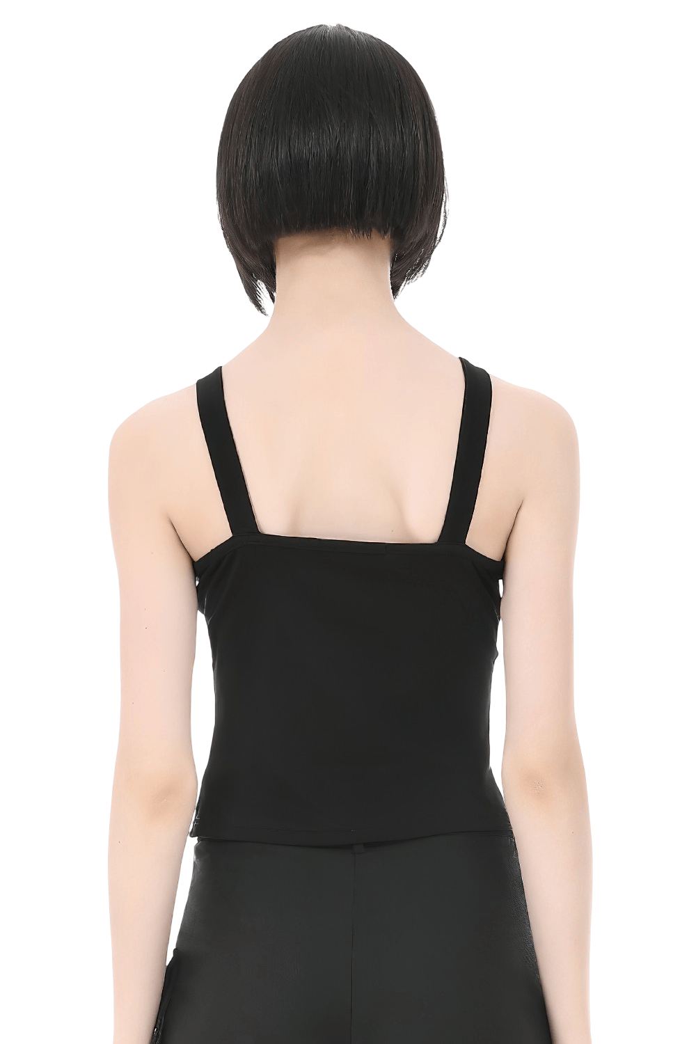Gothic Pentagram Mesh Tank Top with Studded Side Detail