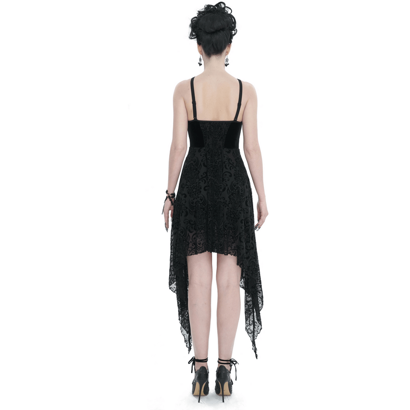 Gothic Pentagram Strappy Irregular Dresses / Women's Vintage Backless Black Dress