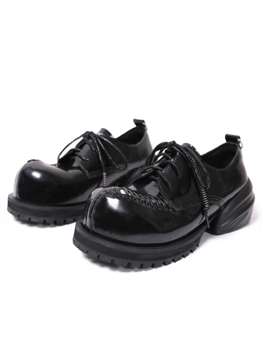 Gothic Platform Derby Shoes with Metal Toe Detail