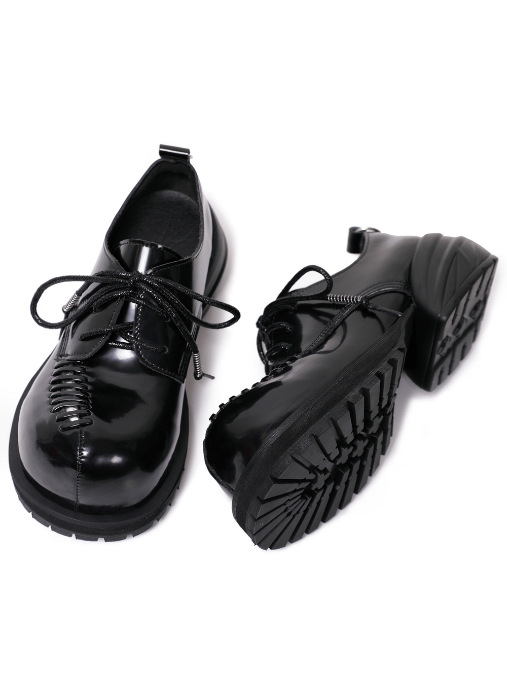 Gothic Platform Derby Shoes with Metal Toe Detail