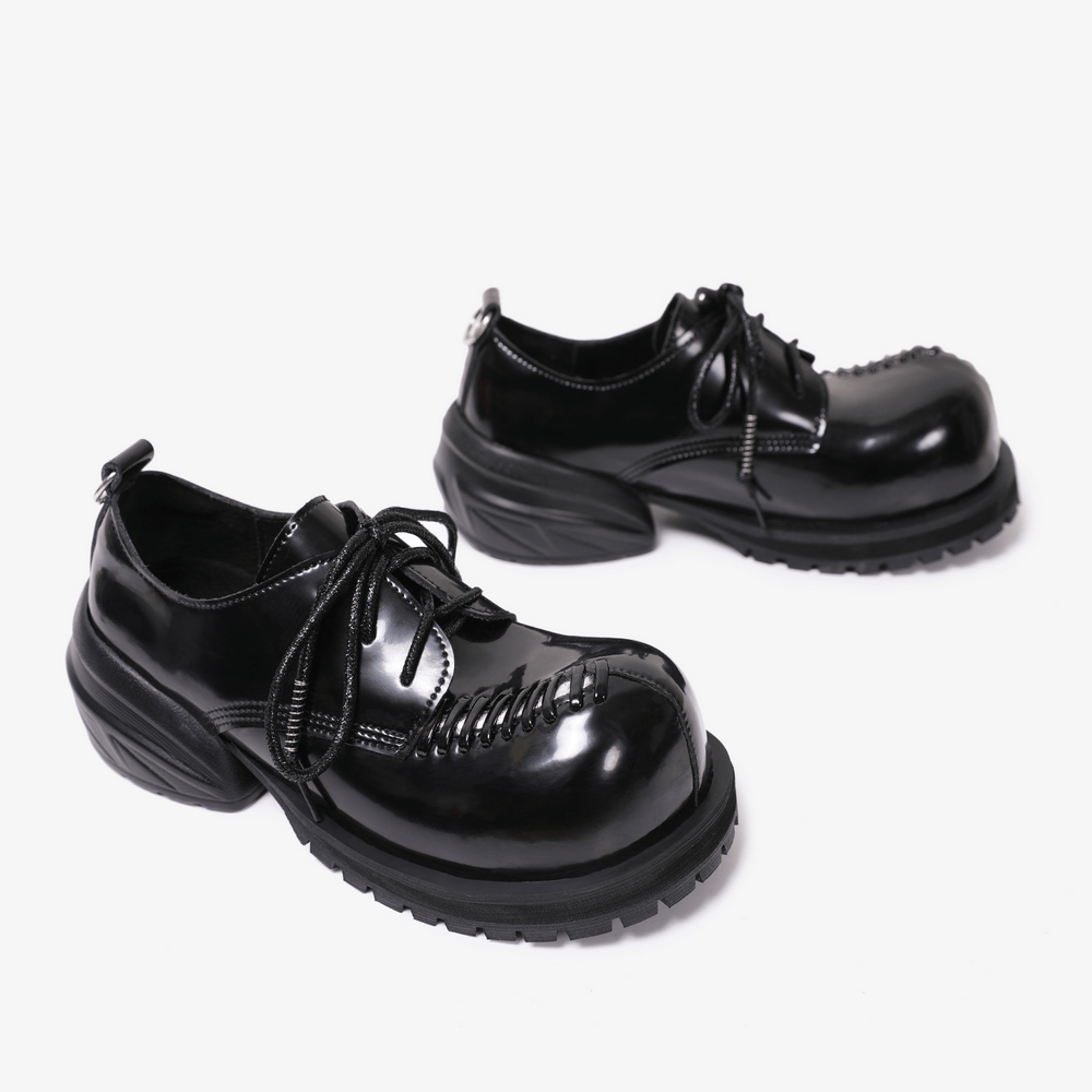 Gothic Platform Derby Shoes with Metal Toe Detail