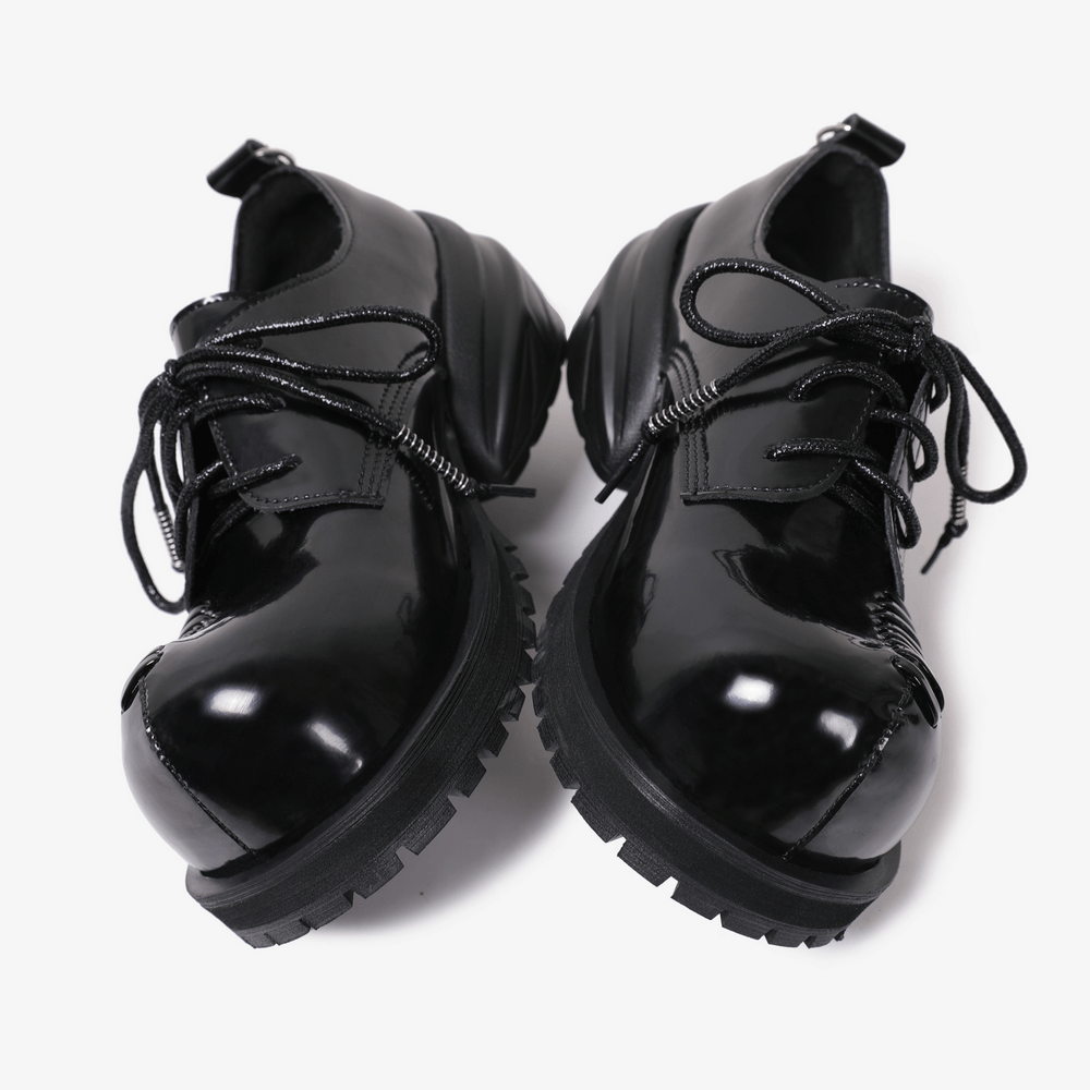 Gothic Platform Derby Shoes with Metal Toe Detail