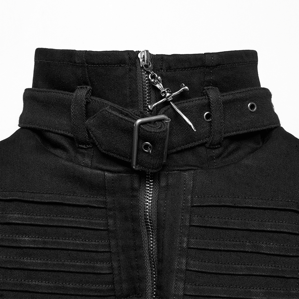 Gothic Punk Black High Collar Denim Shoulder Cape