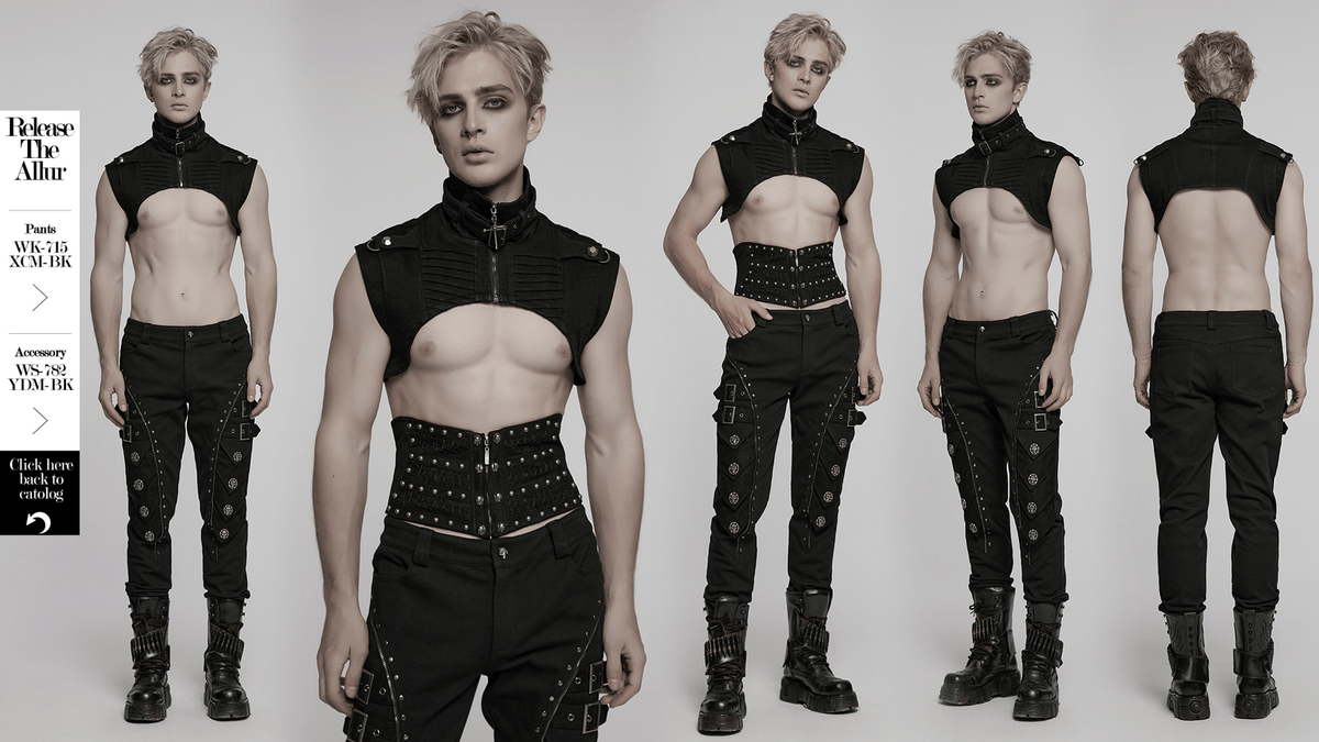 Gothic Punk Black High Collar Denim Shoulder Cape