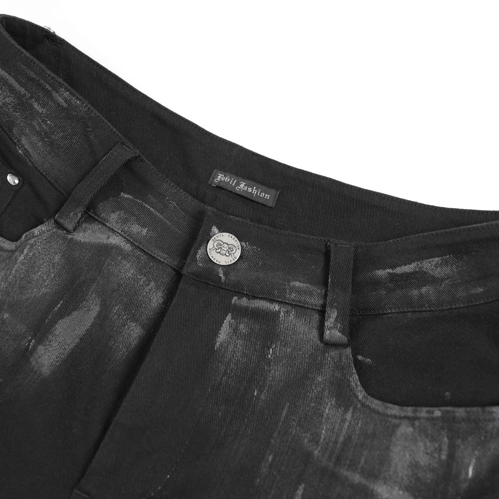 Gothic Punk Buckled Pants with Distressed Metal Details