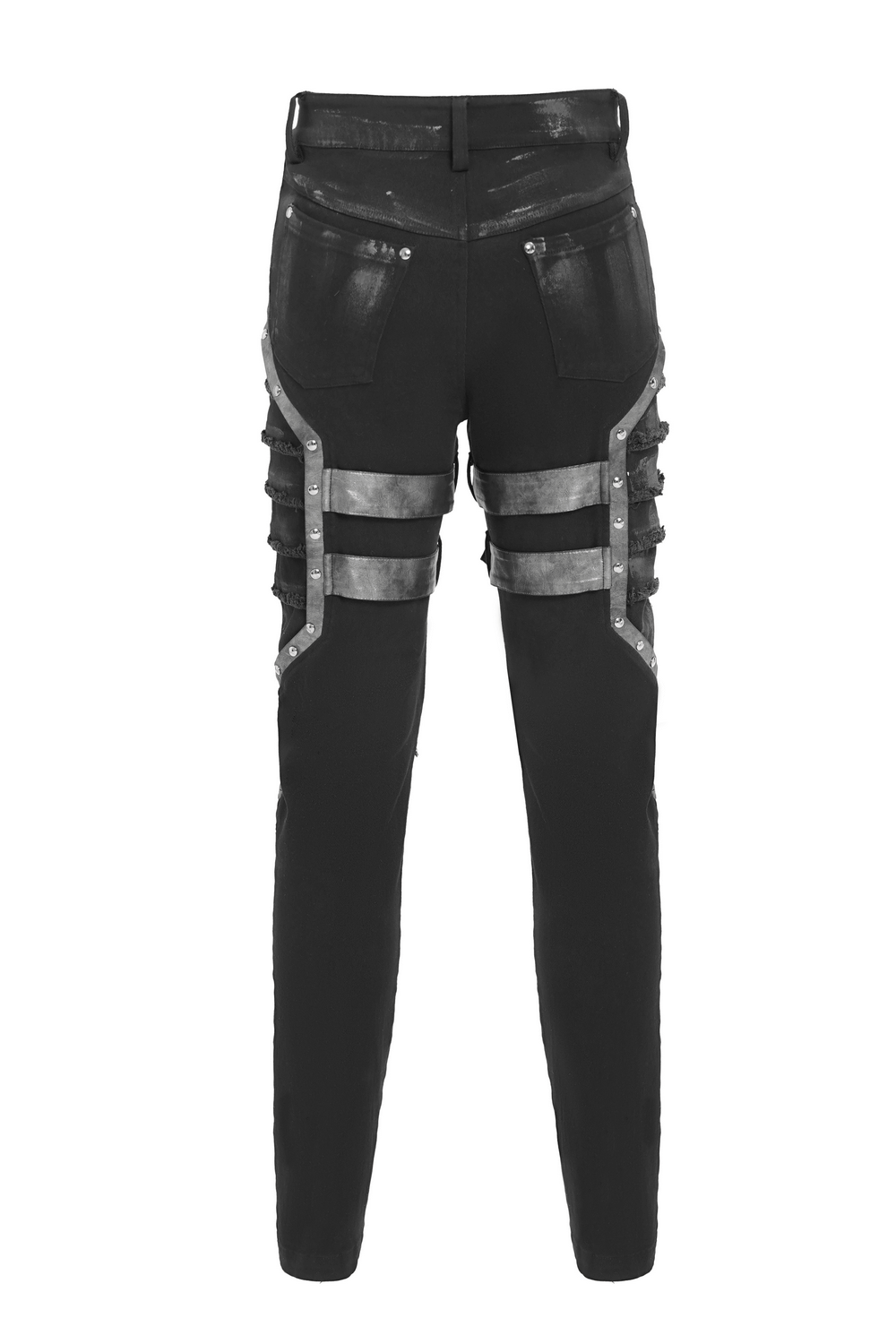 Gothic Punk Buckled Pants with Distressed Metal Details