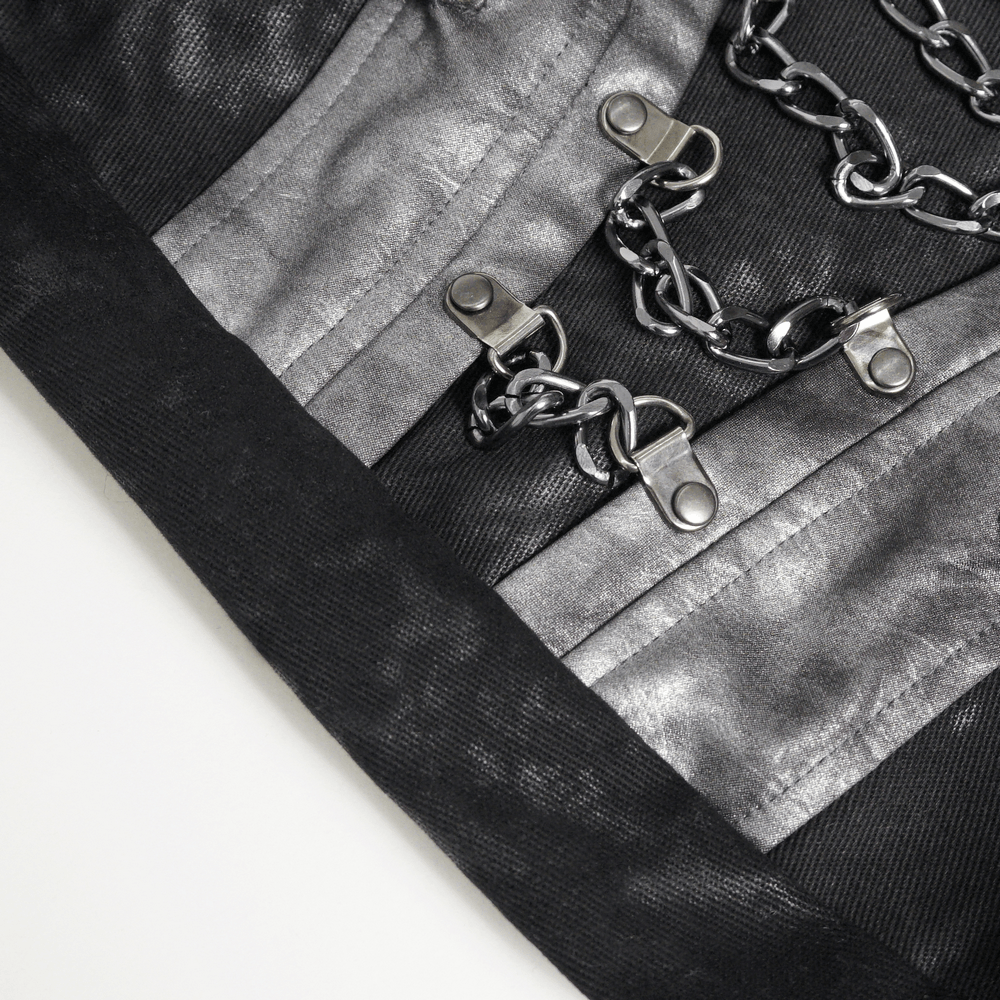 Gothic Punk Chain Shoulder Bag with Buckle Straps