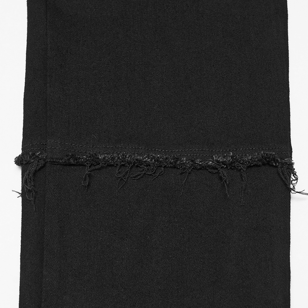 Gothic Punk Distressed Tapered Pants with Eyelet Straps