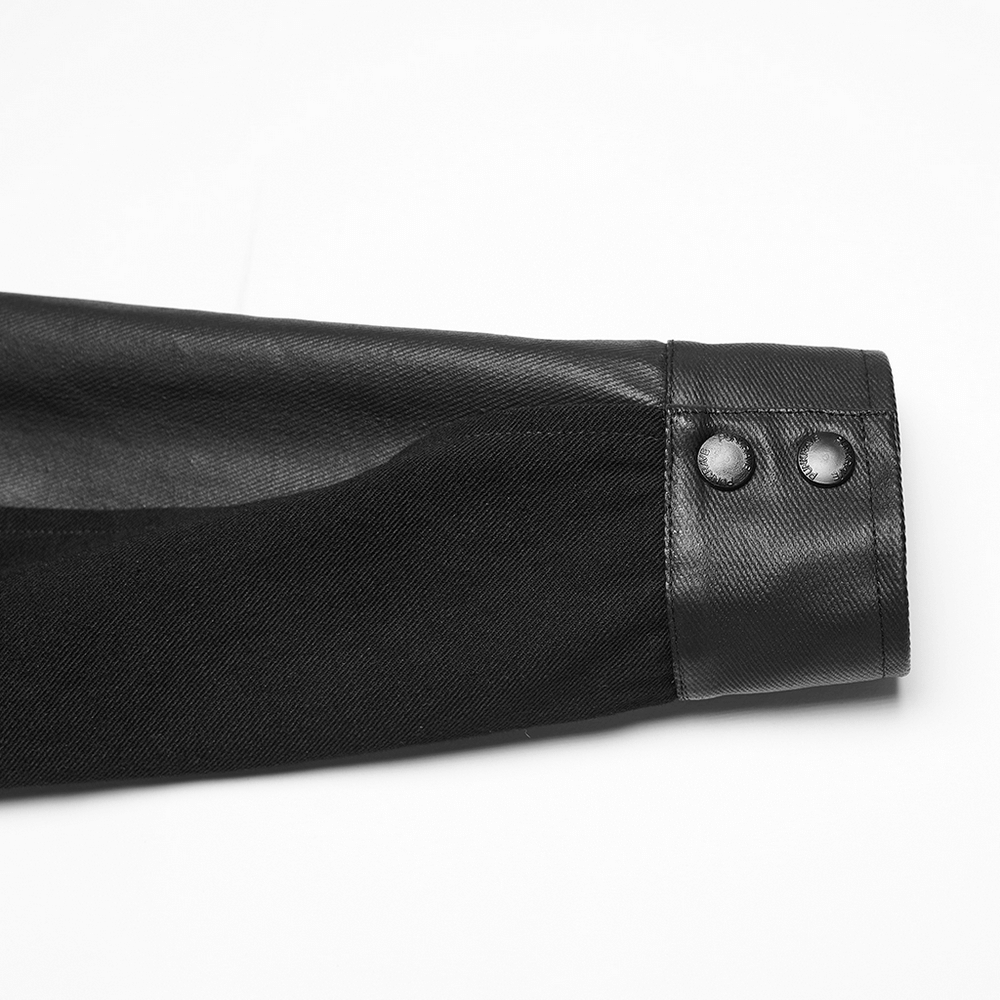 Gothic Punk Jacket with Coffin Panel and Leather Accents