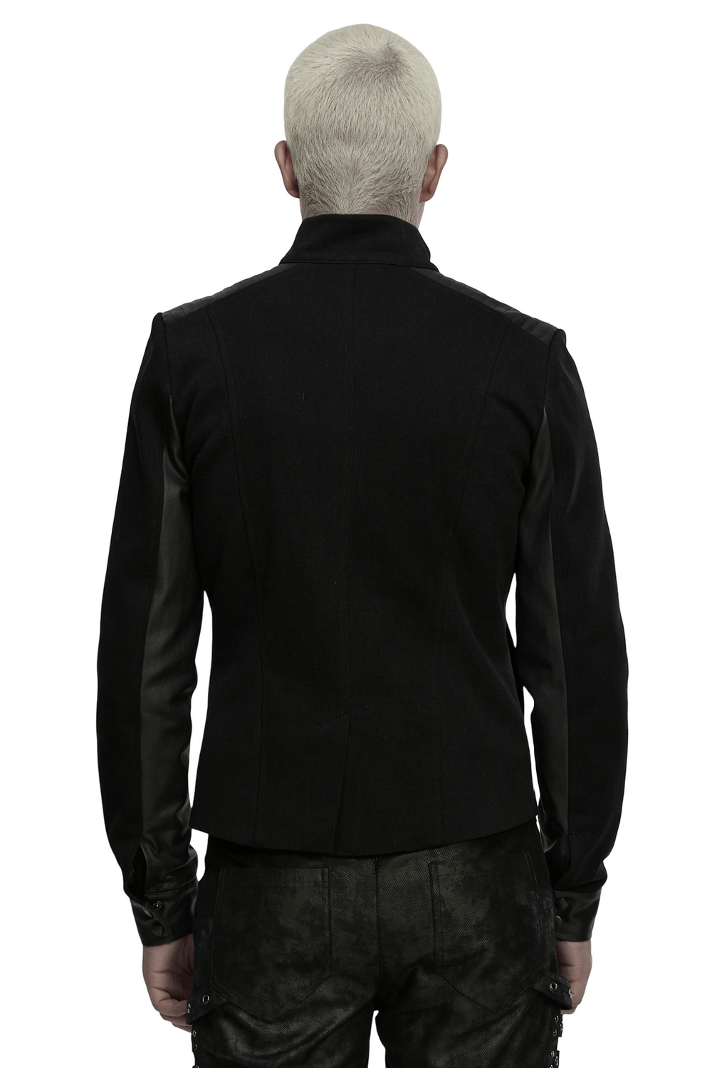 Gothic Punk Jacket with Coffin Panel and Leather Accents