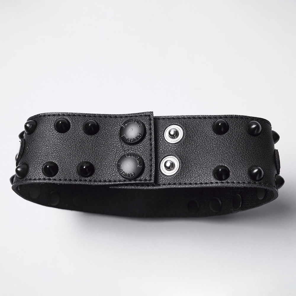 Gothic Punk Leather Choker with Demon Eye and Chains
