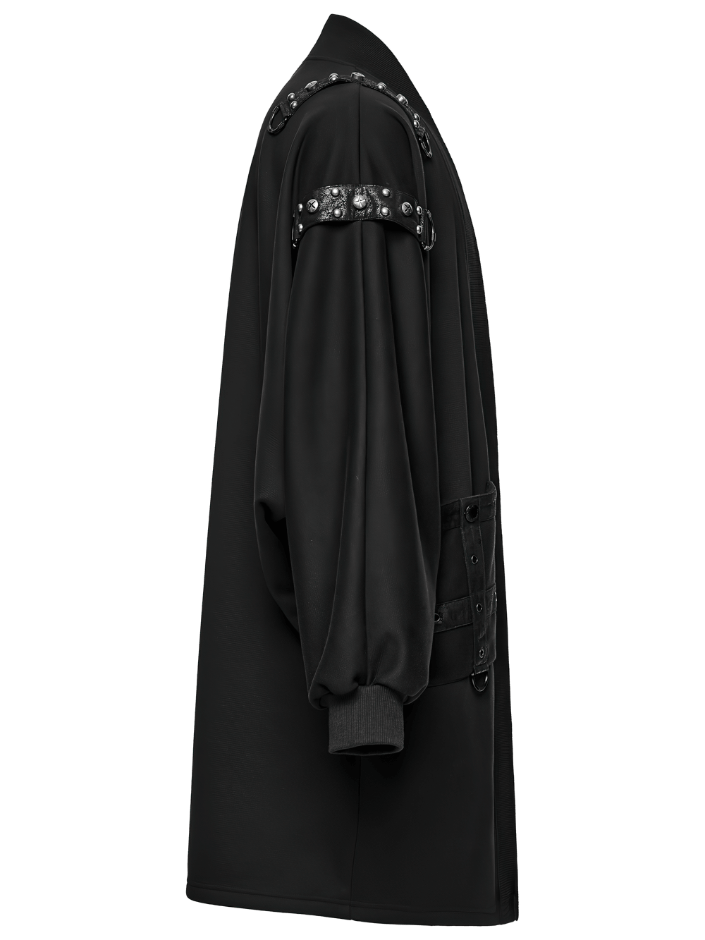 Gothic Punk Long Cardigan With Studded Straps