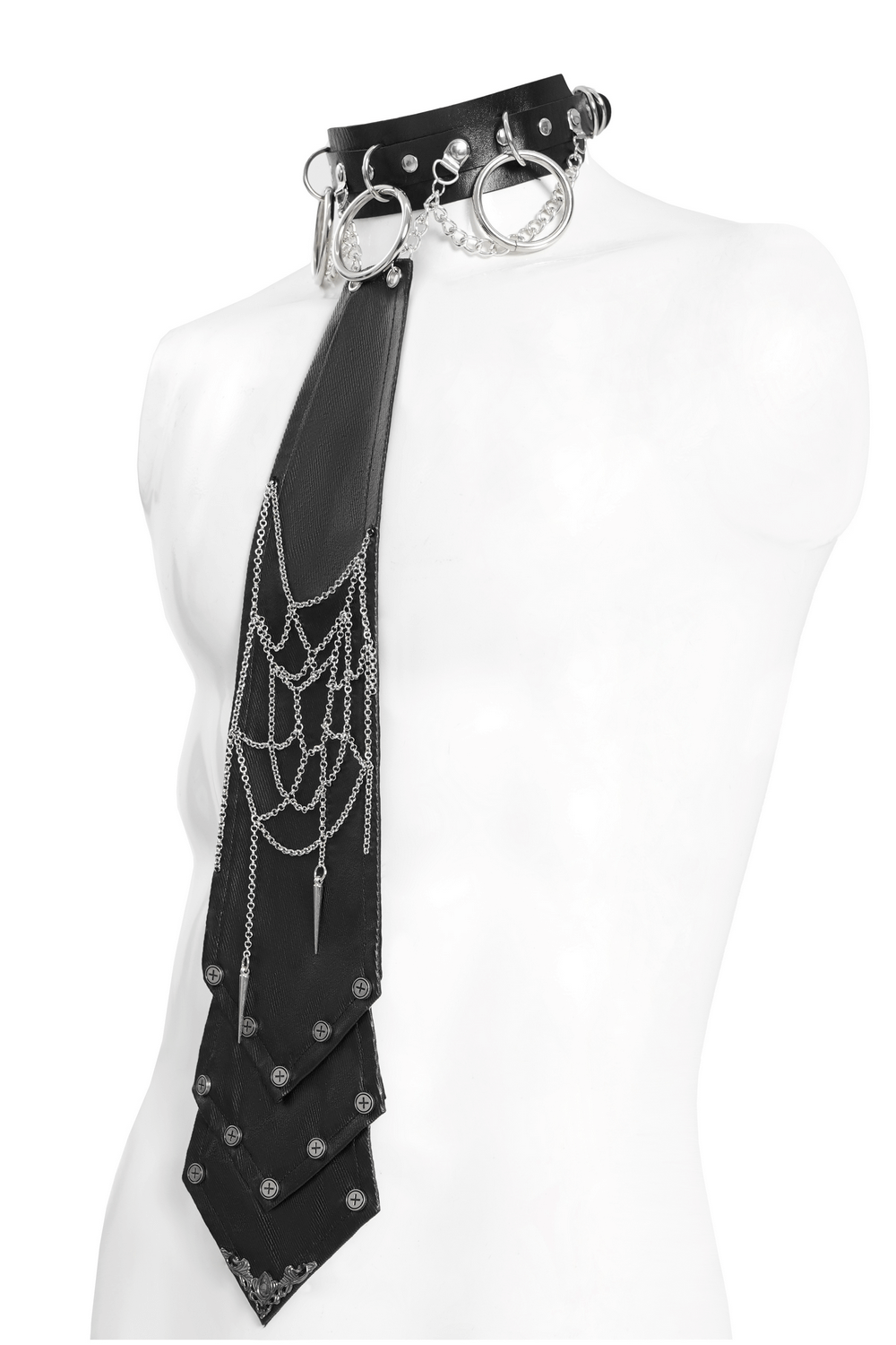 Gothic Punk Spider Web Chain Necktie with Studs