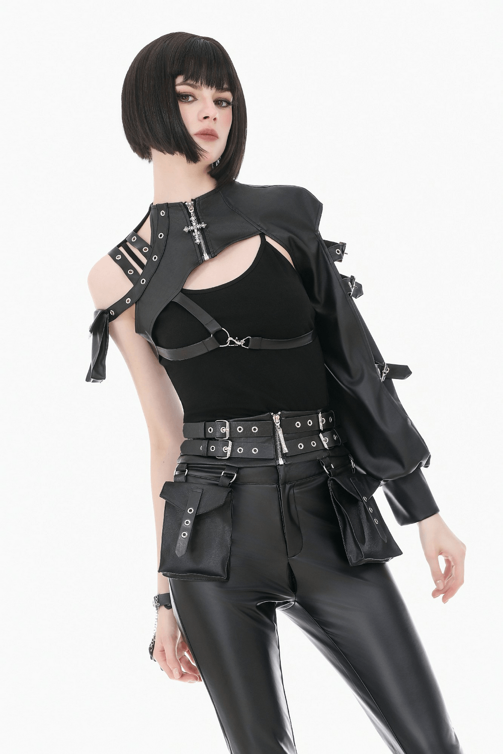 Gothic Punk Utility Waist Belt with Double Cargo Pouches