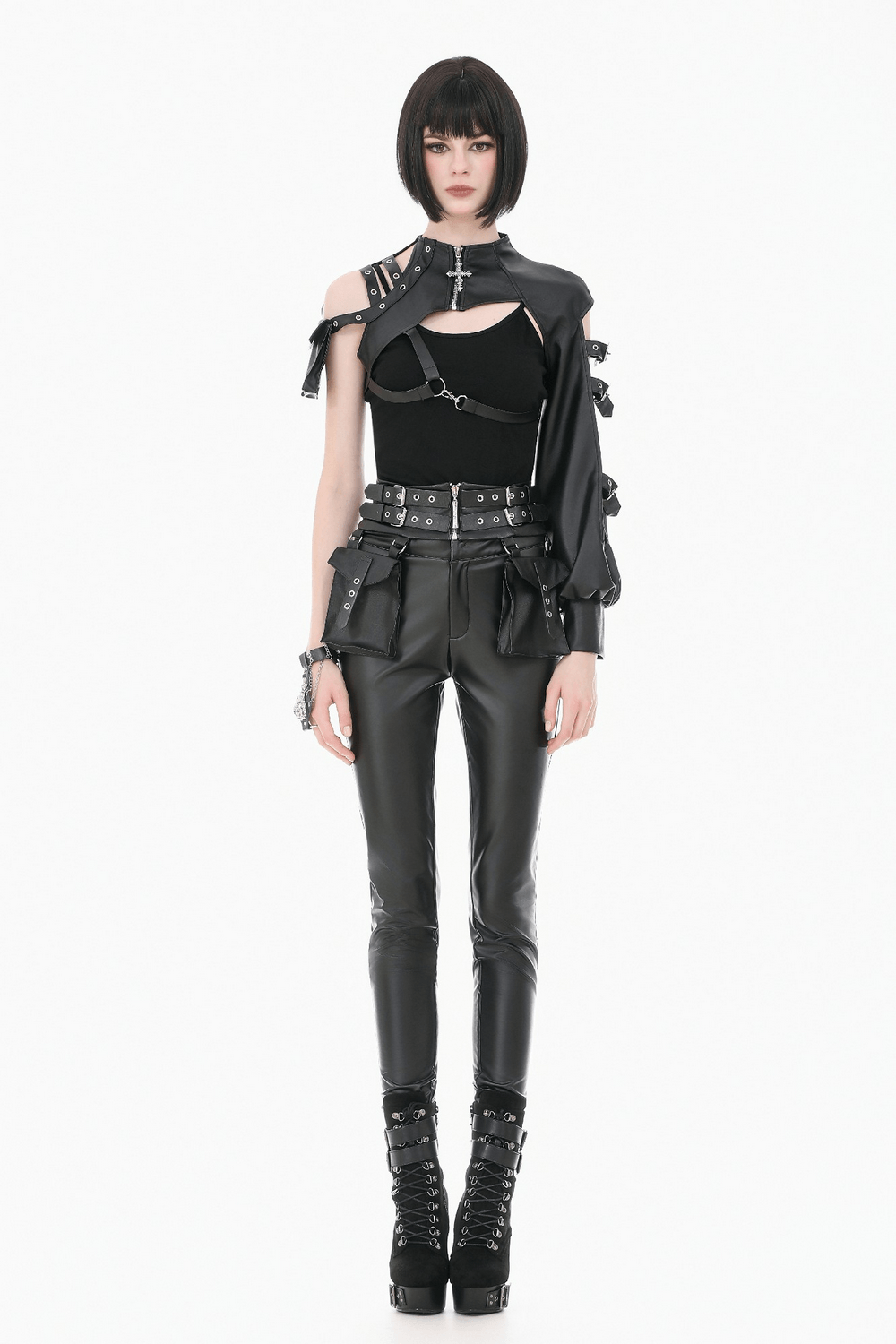 Gothic Punk Utility Waist Belt with Double Cargo Pouches