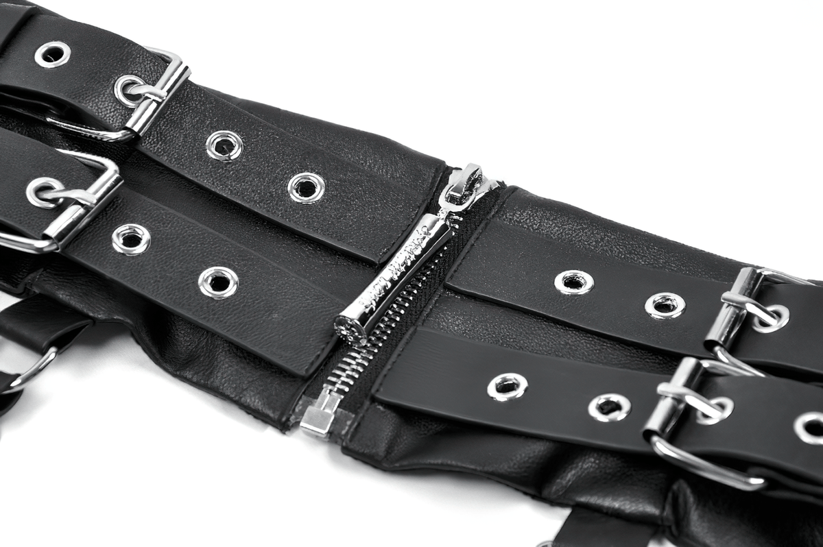 Gothic Punk Utility Waist Belt with Double Cargo Pouches
