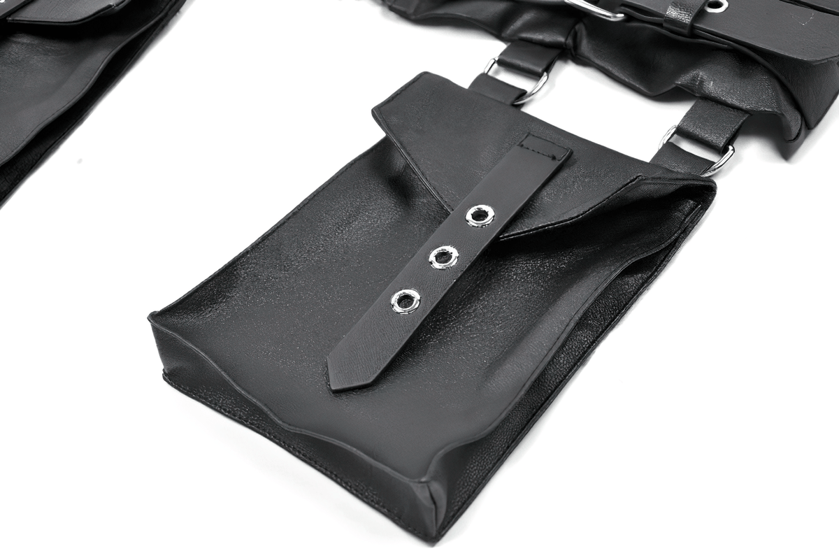 Gothic Punk Utility Waist Belt with Double Cargo Pouches