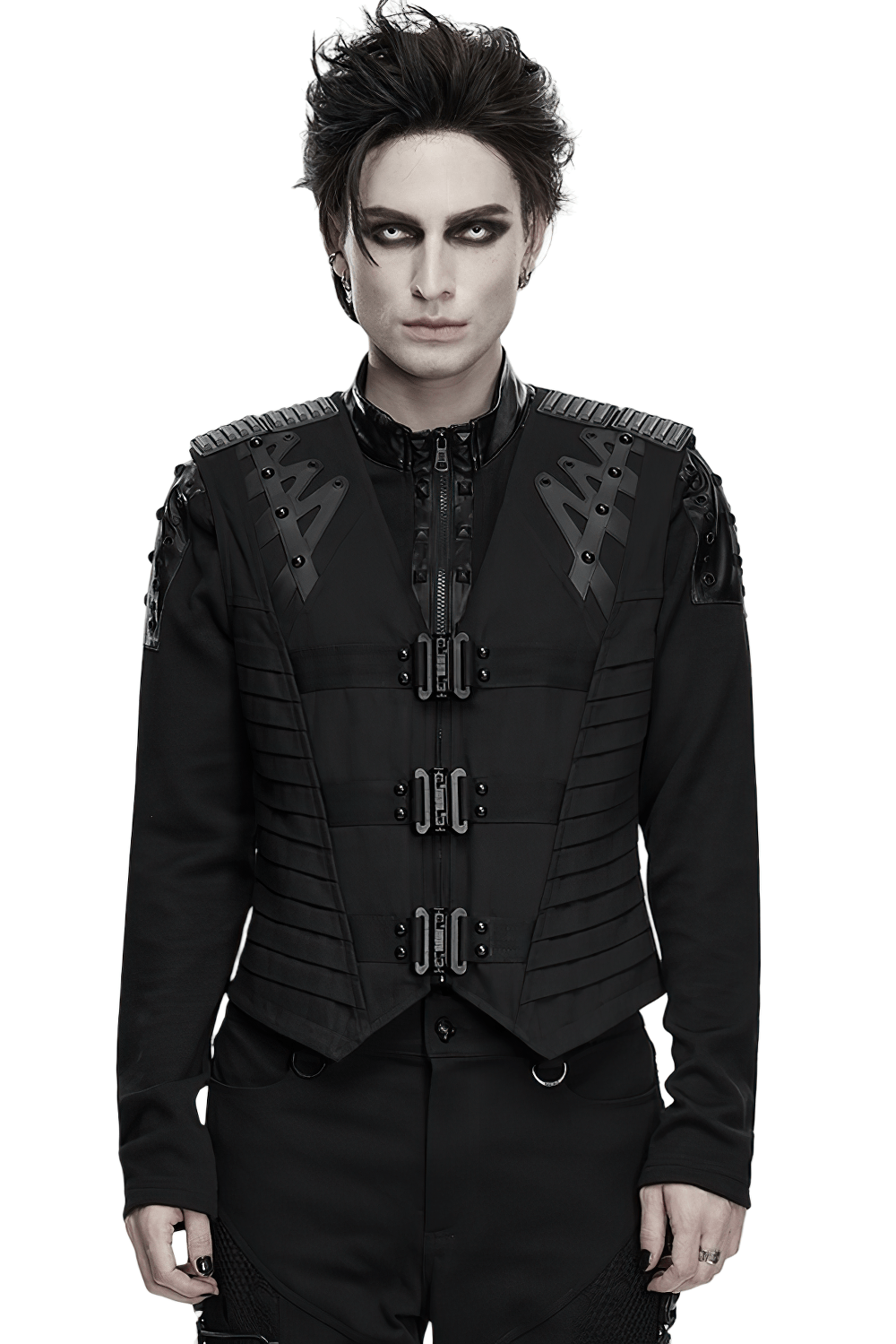 Gothic Punk Warrior Vest with Armor Shoulder Details