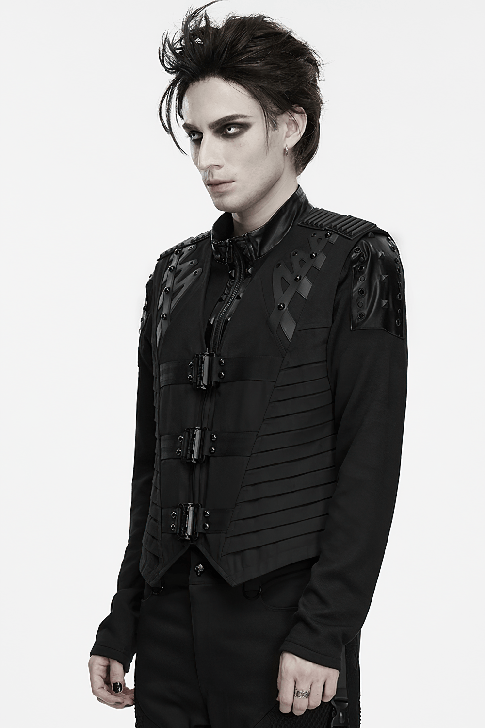 Gothic Punk Warrior Vest with Armor Shoulder Details