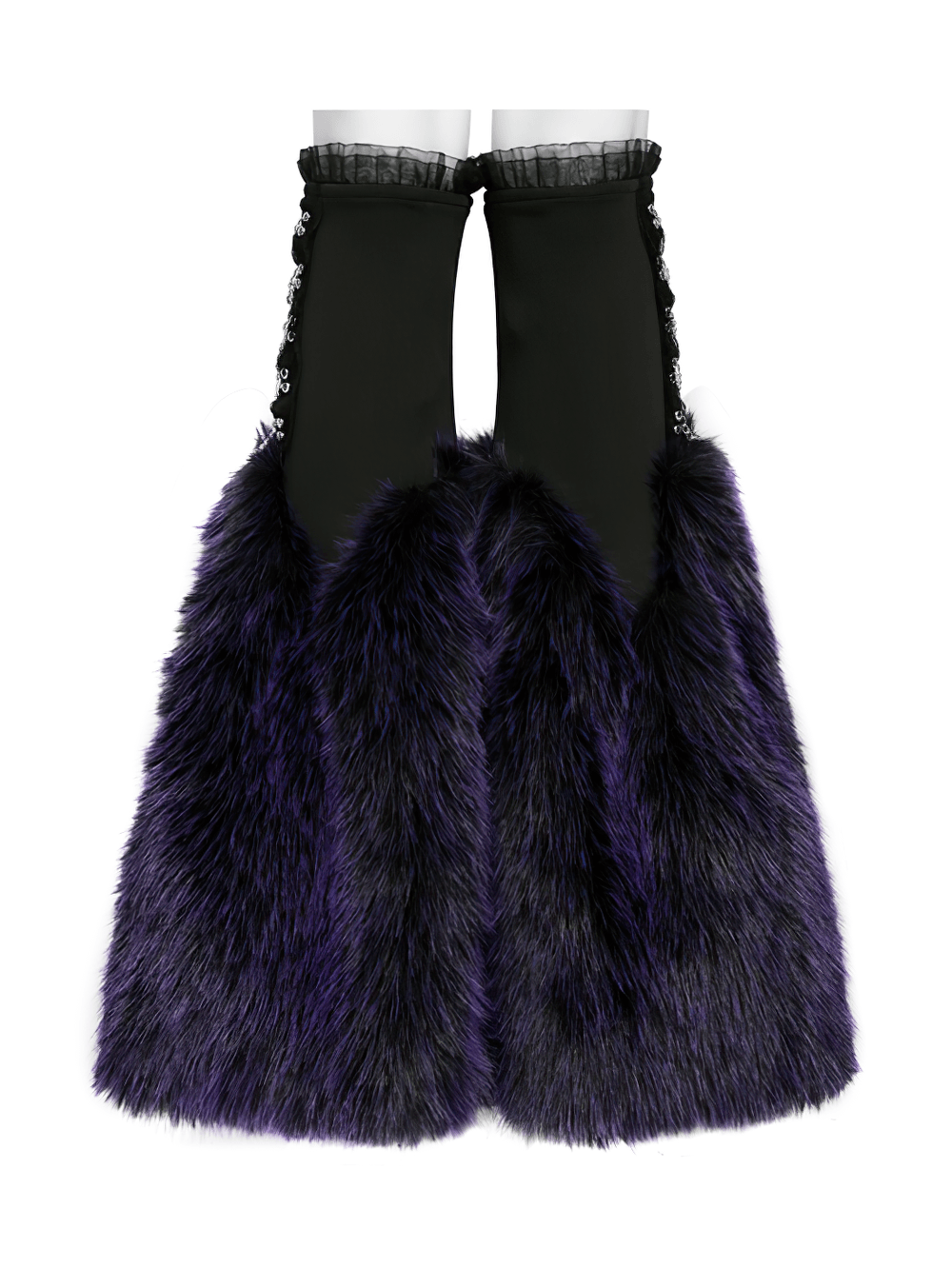 Gothic Purple Faux Fur Leg Warmers with Buckles