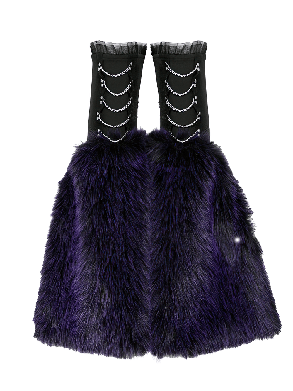Gothic Purple Faux Fur Leg Warmers with Buckles