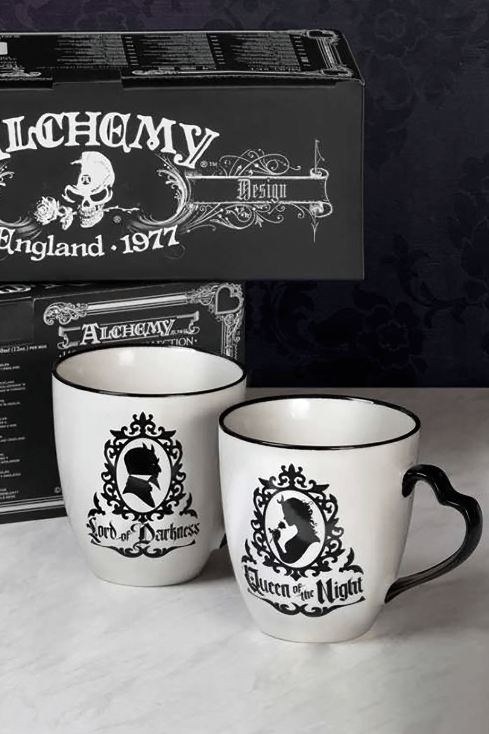 Gothic Queen of Night and Lord of Darkness Mug Pair