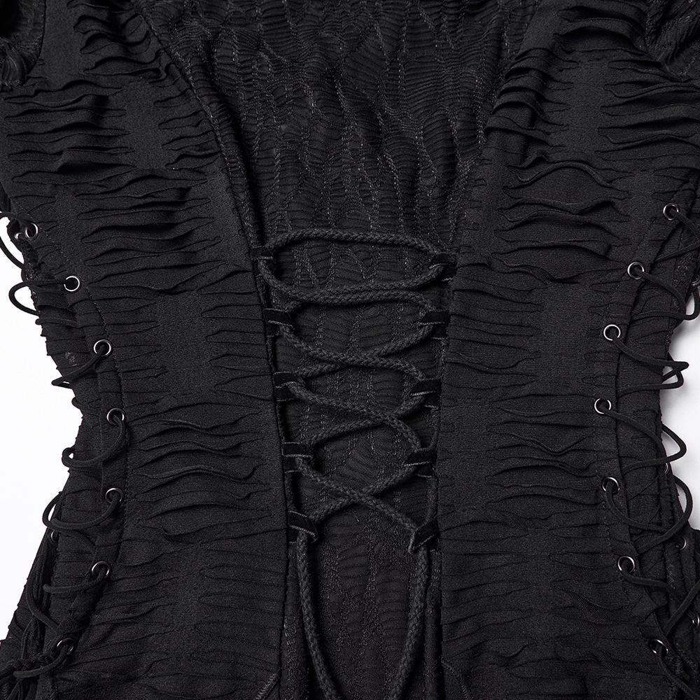 Gothic Ragged Knit Mesh Dress with Fish-tail Hem