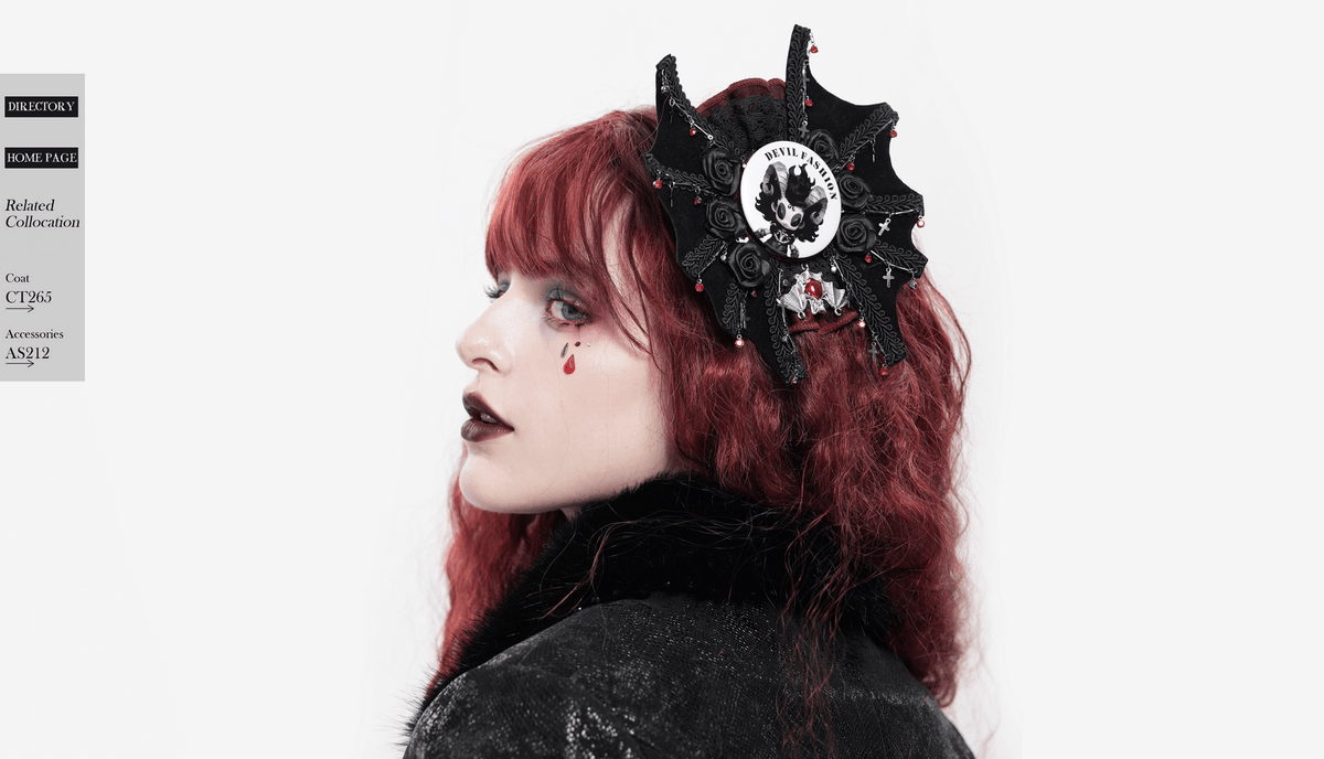 Gothic Ram Horn Cartoon Brooch Pin with Devil Fashion Print