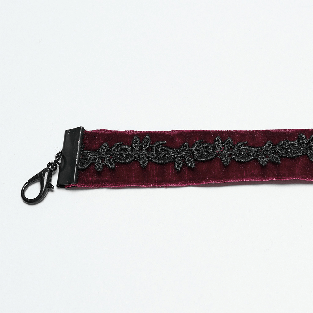 Gothic Rose and Bead Chain Choker with Lace Detail